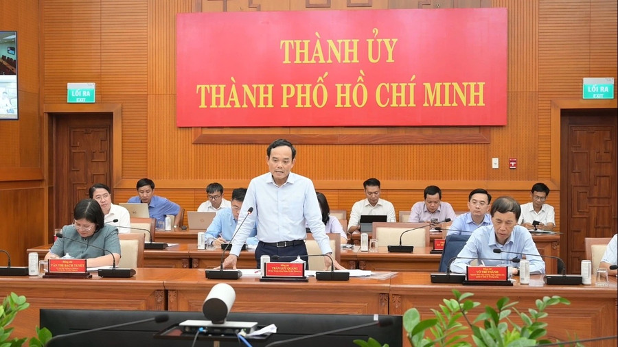 Bí thư Thành ủy TPHCM Trần Lưu Quang chủ trì buổi làm việc với Ban Chỉ đạo xây dựng và phát triển Trung tâm Tài chính Quốc tế TPHCM.