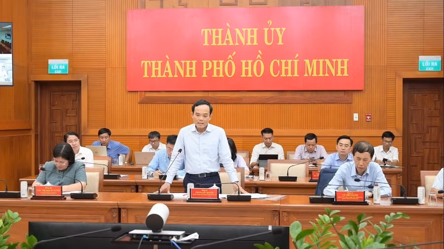 Bí thư Thành ủy TPHCM Trần Lưu Quang chủ trì buổi làm việc với Ban Chỉ đạo xây dựng và phát triển Trung tâm Tài chính Quốc tế TPHCM.