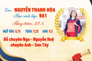 Em Nguyễn Thanh Hòa đạt tổng 27,5 điểm và đỗ cùng lúc hai nguyện vọng chuyên. Ảnh: NTCC.