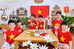 Trẻ tại Trường Mầm non La Phù, phân hiệu An Khánh B (xã An Khánh, Hà Nội). Ảnh: Đình Tuệ.
