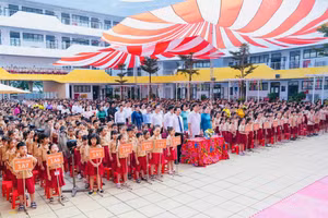 Học sinh Trường Tiểu học Bùi Quốc Khái, phường Hoàng Liệt, Hà Nội.