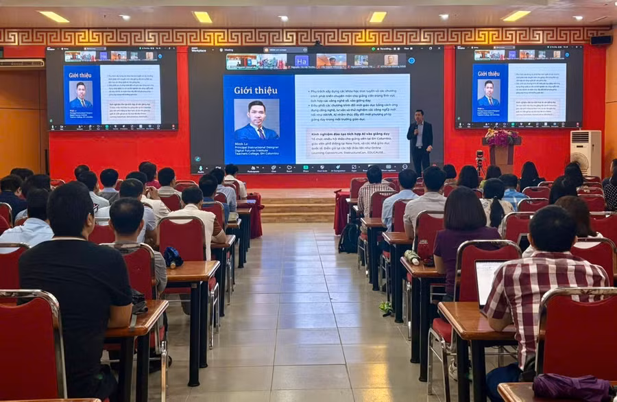 TS Lê Minh – Đại học Columbia (Hoa Kỳ) chia sẻ tại Hội thảo.