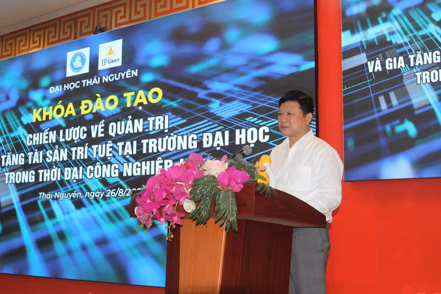 PGS.TS Hoàng Văn Hùng Giám đốc Đại học Thái Nguyên phát biểu tại chương trình.jpg