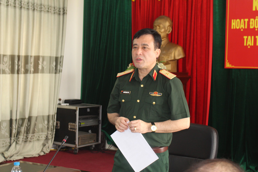 Thiếu tướng Nguyễn Quốc Toản – Cục trưởng Cục Dân quân tự vệ, Bộ Tổng Tham mưu QĐND Việt Nam phát biểu chỉ đạo tại buổi làm việc. img-1982.jpg