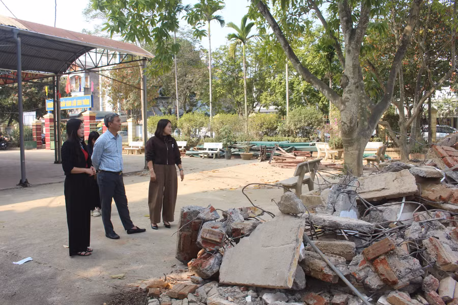 Cơ sở vật chất Trường THCS Túc Duyên đang được cải tạo sửa chữa.