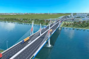 Phối cảnh cầu Hải Thành vượt sông Lạch Tray có chiều dài hơn 1,13km nối quận Hải An với quận Dương Kinh thuộc dự án đường vành đai 2 đoạn tuyến Tân Vũ - Hưng Đạo - đường Bùi Viện.