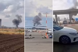 Sân bay quốc tế Ben Gurion, miền trung Israel bị tên lửa Houthi đánh trúng hôm 4 tháng 5.