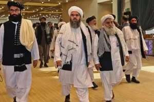 Đoàn ngoại giao Taliban trong cuộc đàm phán với Mỹ tại Doha hồi năm 2020.