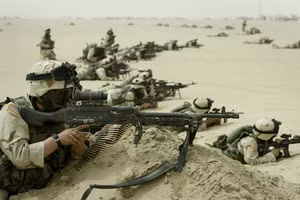 Các binh sĩ thuộc Sư đoàn Dù 101 của Mỹ tại Iraq, ngày 20/3/2003.