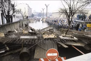 Các rào chắn người biểu tình ở Vilnius, tháng 1 năm 1991.