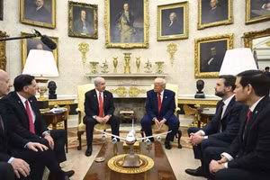 Thủ tướng Israel Netanyahu và Tổng thống Trump tại phòng Bầu dục ở Nhà Trắng, hôm 7 tháng 4 năm 2025.