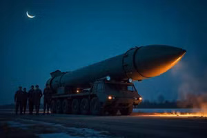 Hình ảnh được cho là tên lửa Oreshnik của Nga.