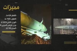 Tên lửa Qader-1 được Hezbollah công bố.