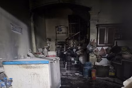 Hiện trường vụ cháy nhà dân. (Ảnh: CAHN)