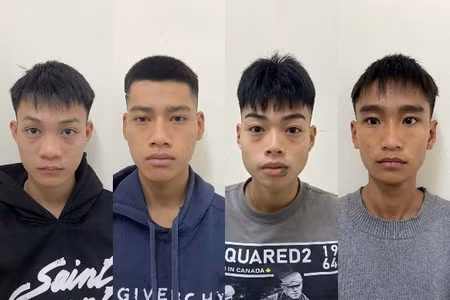 Các đối tượng tại cơ quan công an.(Ảnh: CAHN).