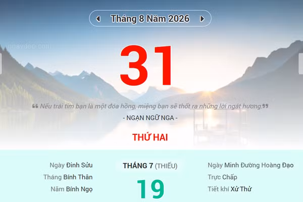 Lịch âm 31/8 - Xem lịch âm ngày 31/8
