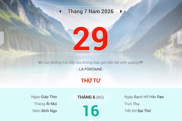 Lịch âm 29/7 - Xem lịch âm ngày 29/7