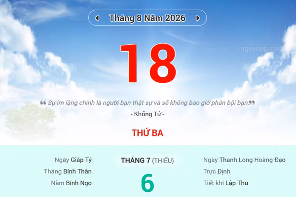 Lịch âm 18/6 - Xem lịch âm ngày 18/6