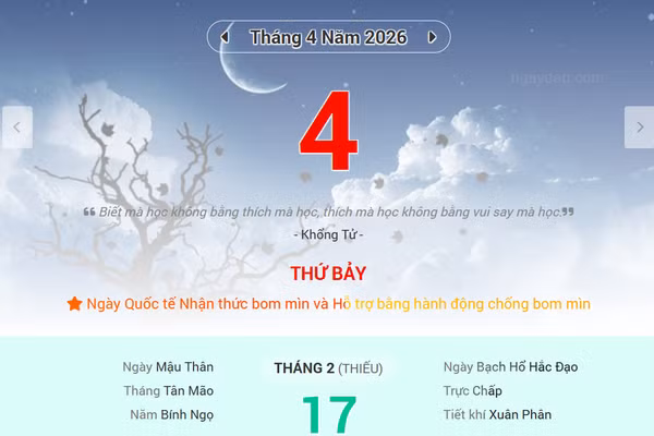 Lịch âm 4/4 - Xem lịch âm ngày 4/4