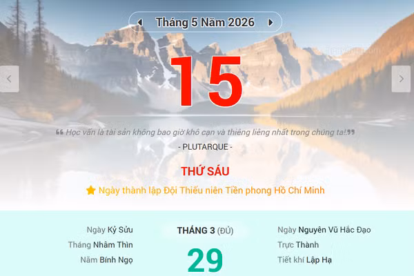 Lịch âm 15/5 - Xem lịch âm ngày 15/5