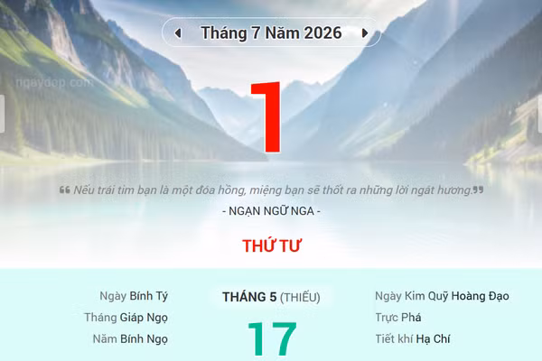 Lịch âm 1/7 - Xem lịch âm ngày 1/7