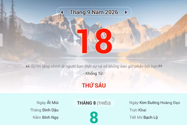 Lịch âm 18/9 - Xem lịch âm ngày 18/9