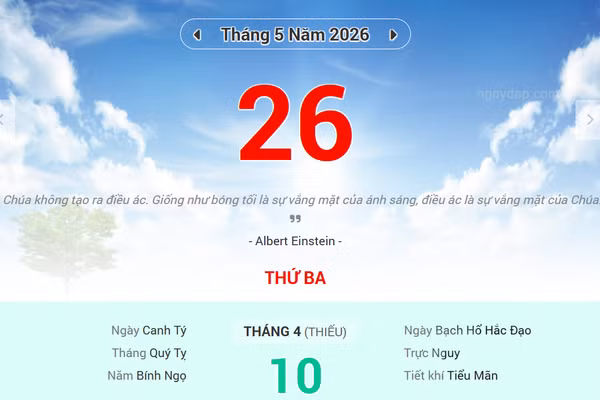 Lịch âm 26/5 - Xem lịch âm ngày 26/5