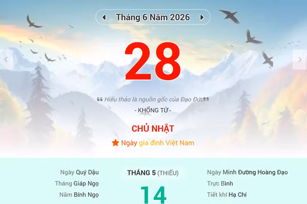 Lịch âm 28/6 - Xem lịch âm ngày 28/6