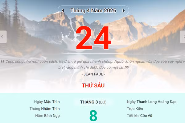 Lịch âm 24/4 - Xem lịch âm ngày 24/4