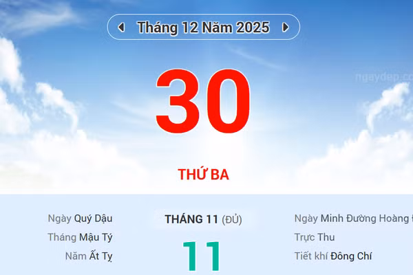 Lịch âm 30/12 - Xem lịch âm ngày 30/12
