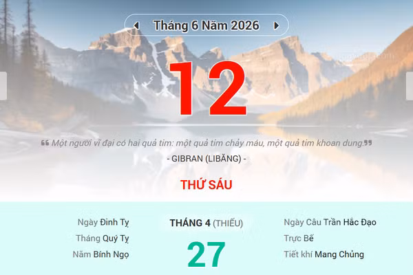 Lịch âm 12/6 - Xem lịch âm ngày 12/6