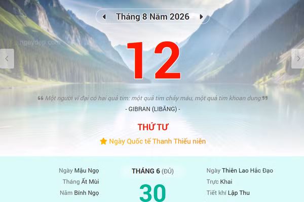 Lịch âm 12/8 - Xem lịch âm ngày 12/8