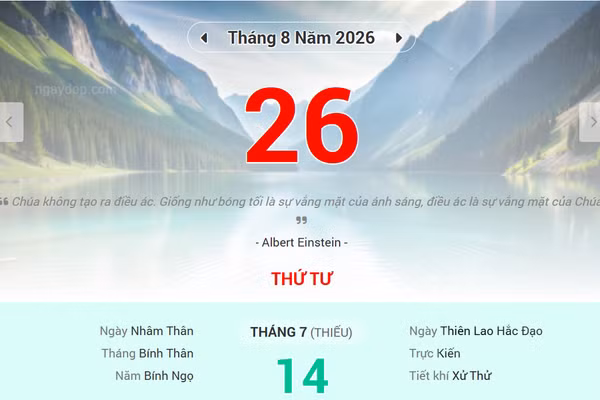 Lịch âm 26/8 - Xem lịch âm ngày 26/8