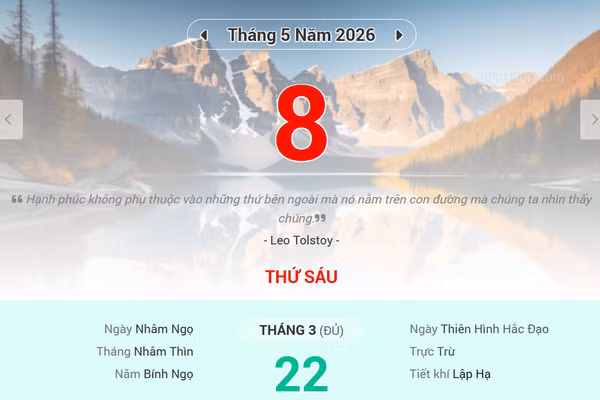 Lịch âm 8/5 - Xem lịch âm ngày 8/5