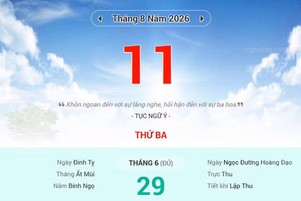 Lịch âm 11/8 - Xem lịch âm ngày 11/8