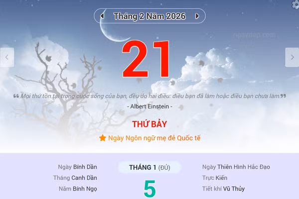 Lịch âm 21/2 - Xem lịch âm ngày 21/2