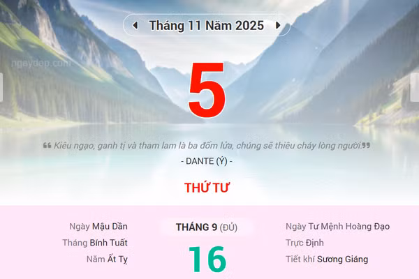 Lịch âm 5/11 - Xem lịch âm ngày 5/11