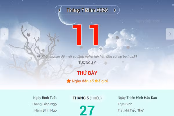 Lịch âm 11/7 - Xem lịch âm ngày 11/7