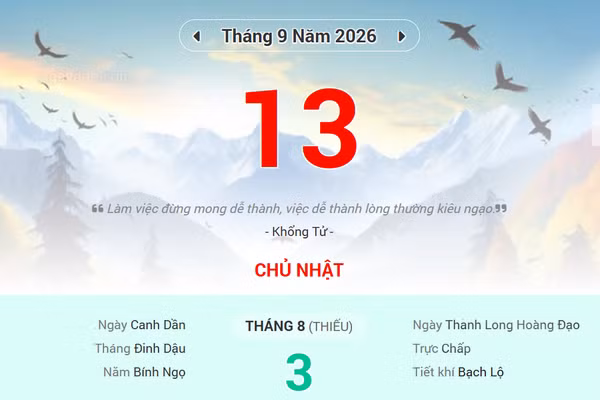 Lịch âm 13/9 - Xem lịch âm ngày 13/9