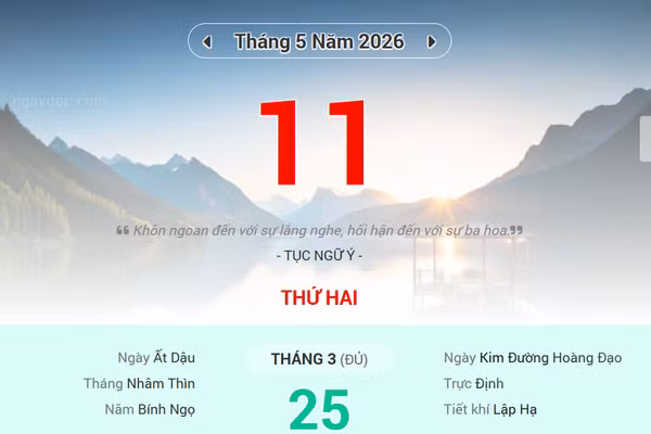 Lịch âm 11/5 - Xem lịch âm ngày 11/5