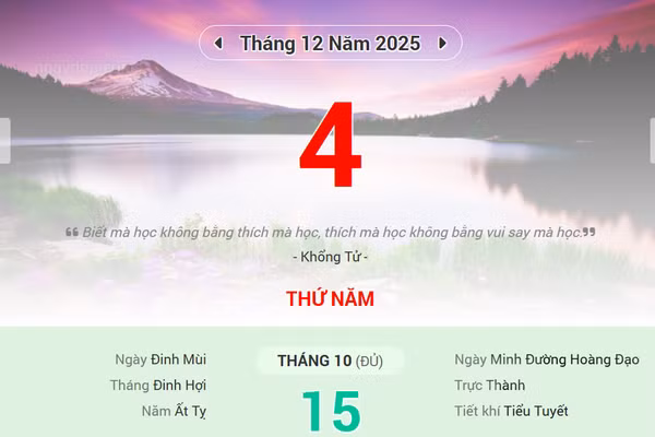 Lịch âm 4/12 - Xem lịch âm ngày 4/12