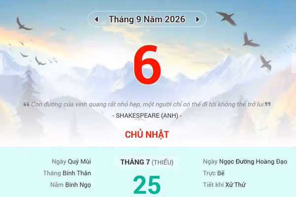 Lịch âm 6/9 - Xem lịch âm ngày 6/9