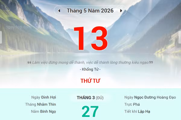 Lịch âm 13/5 - Xem lịch âm ngày 13/5