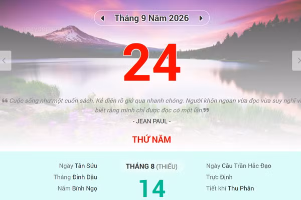 Lịch âm 24/9 - Xem lịch âm ngày 24/9
