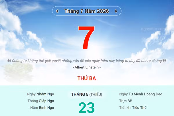 Lịch âm 7/7 - Xem lịch âm ngày 7/7