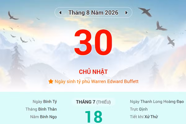 Lịch âm 30/8 - Xem lịch âm ngày 30/8