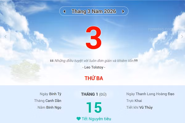 Lịch âm 3/3 - Xem lịch âm ngày 3/3