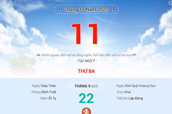 Lịch âm 11/11 - Xem lịch âm ngày 11/11