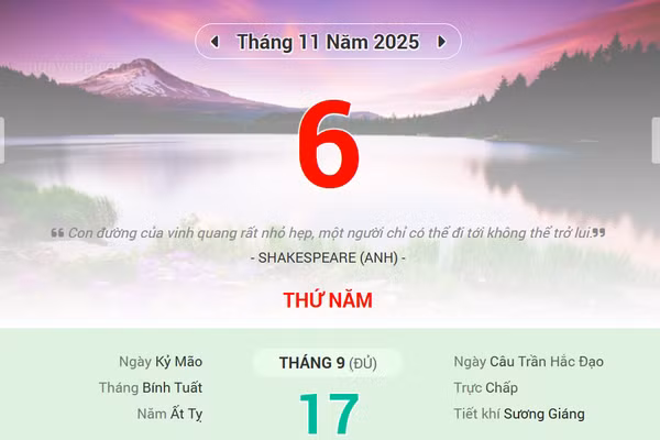 Lịch âm 6/11 - Xem lịch âm ngày 6/11
