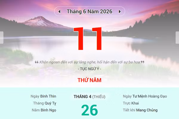 Lịch âm 11/6 - Xem lịch âm ngày 11/6